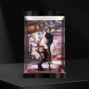 适用真丝袜追视眼温感漆旗袍系有凤来仪手办灯箱防尘罩高清收纳盒