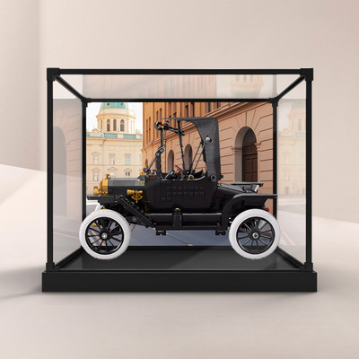 适用11376福特T汽车ICONS系列积木模型亚克力防尘罩合金框收纳盒