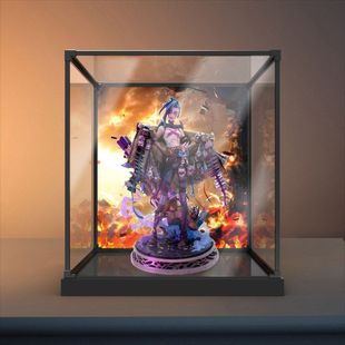 适用金克丝双城之战雕塑手办模型摆件防尘罩亚克力合金框架收纳盒