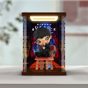 适用泡泡玛特 小野 死寂吊卡 手办潮玩亚克力亚克力回型灯收纳盒