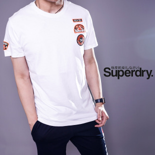 英国Superdry极度干燥新款男潮牌全棉刺绣标修身圆领短袖t恤现货