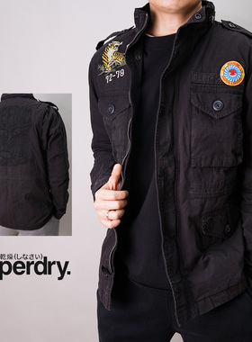 英国Superdry极度干燥春秋男士M65刺绣水洗修身工装夹克外套现货