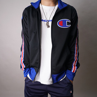 美版 现货 CHAMPION冠军男女大C串标刺绣拉链薄绒运动卫衣夹克开衫