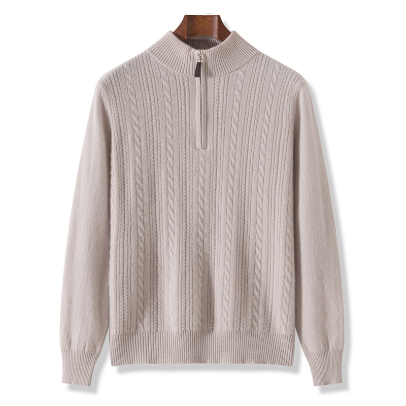 2025秋冬新款100纯羊毛衫男立领拉链加厚毛衣针织羊绒衫男装上衣