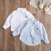 洋气刺绣字母男童宝宝长袖 纯棉春秋新款 衬衣 儿童白衬衫 自带气场
