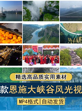 湖北恩施大峡谷旅游景点风光城市地标景区航拍空镜高清短视频素材
