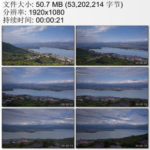 群山围绕的湖泊天空流云实拍 延时摄影 高清实拍视频素材