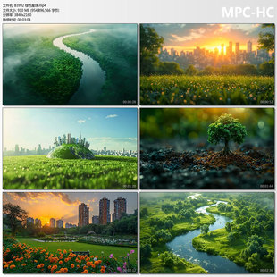 绿色星球地球星球绿色环保植物航拍森林植被自然风景AIGC视频素材