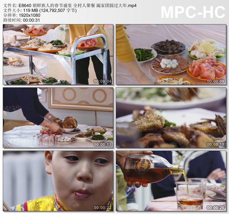 朝鲜族人的春节盛宴 全村人聚餐阖家团圆过大年 实拍视频素材