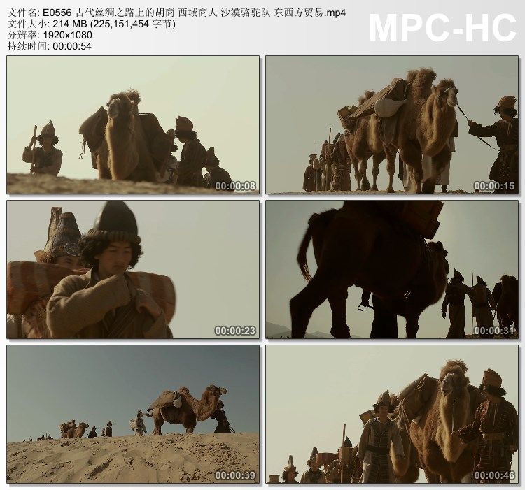 古代丝绸之路上胡商西域商人沙漠骆驼队东西方贸易 实拍视频素材