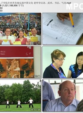 孔子学院世界各地弘扬中国文化老外学汉语武术书法 高清视频素材