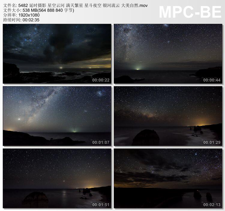 延时摄影 星空云河 满天繁星 星斗夜空 银河流云实拍动态视频素材