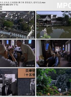 苏州人文风光 江南园林狮子林 茶馆老人 老年生活 实拍视频素材