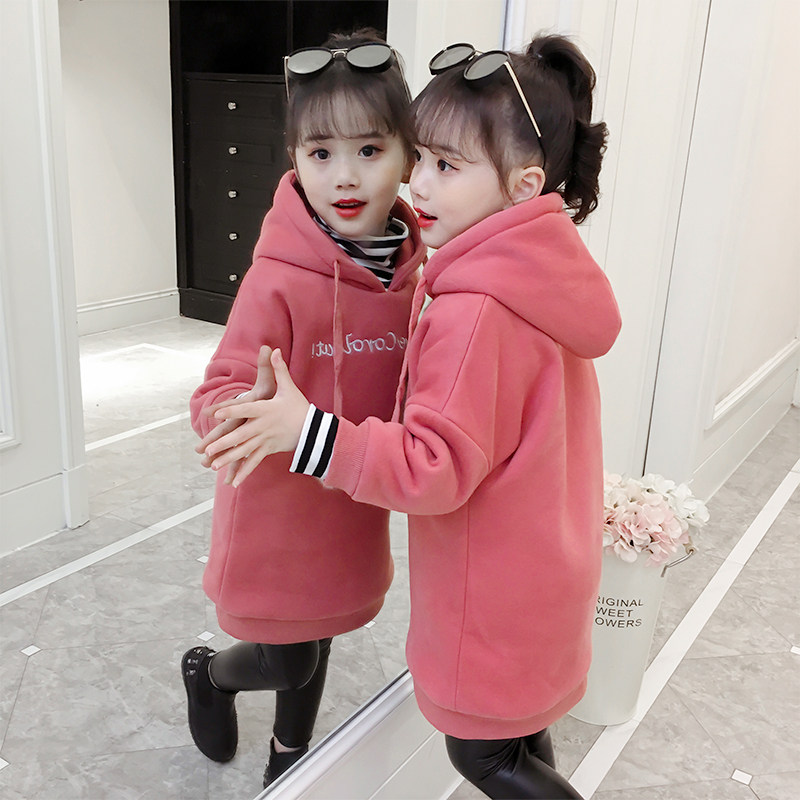 女童卫衣秋冬装2020新款韩版中大儿童加绒加厚冬季洋气中长款上衣在类目 童装/婴儿装/亲子装, 卫衣/绒衫中 - 来自Buy2taobao.com提供专业的淘宝代购服务