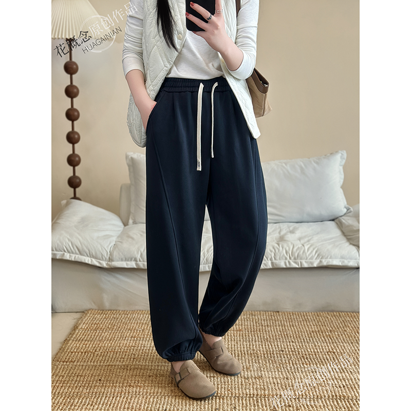 高腰显瘦显高直筒弯刀裤收口裤脚