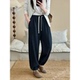 花概念复古侧缝前移设计宽松阔腿高腰显瘦显高直筒弯刀裤 收口裤 脚
