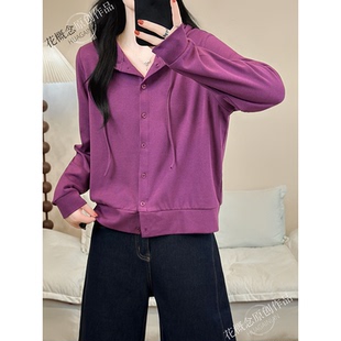 花概念连帽长袖卫衣款秋季简约时尚宽松休闲慵懒风百搭外套