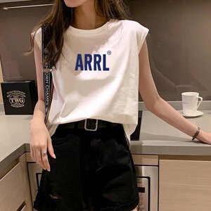 凯袖背心女背心款女装夏季外穿潮白色时尚无袖t恤宽松学生内搭运