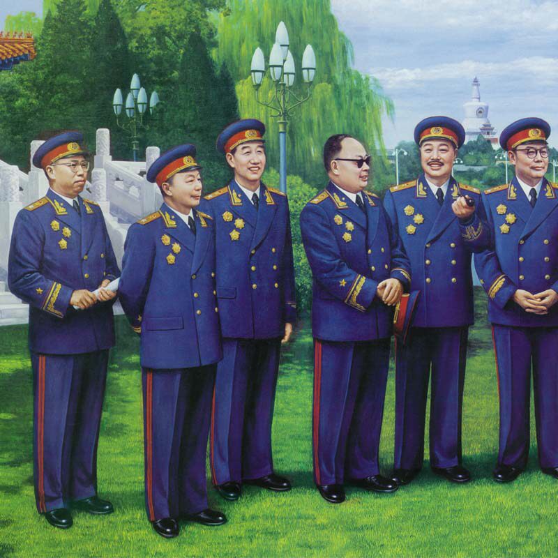 开国十大元帅画像革命元画勋办发背公室书房沙景装墙饰壁墙布墙纸