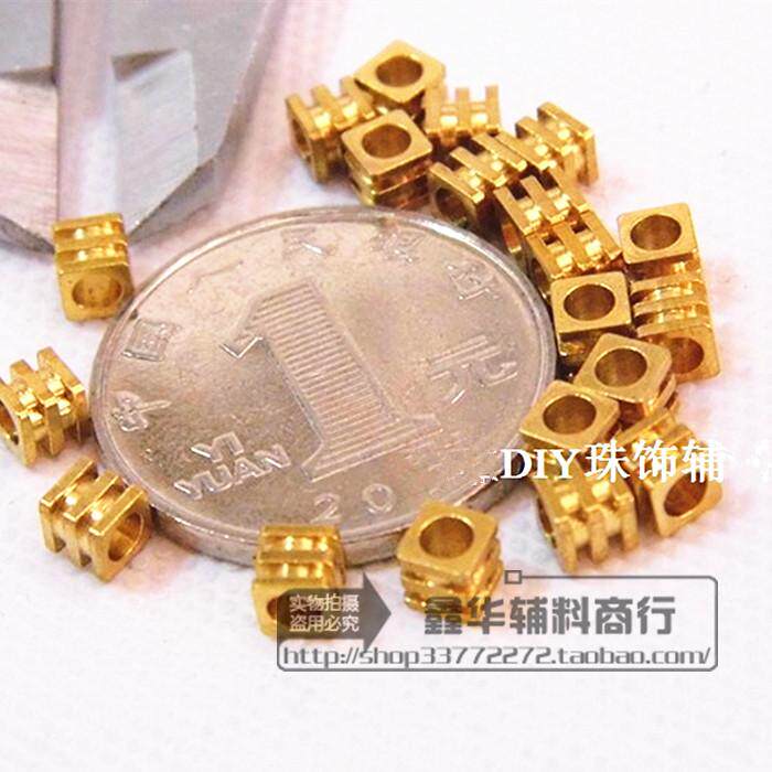 4mm手缝珠正方形散珠 金属珠diy服装 材料串珠辅料 铜珠饰品 金色