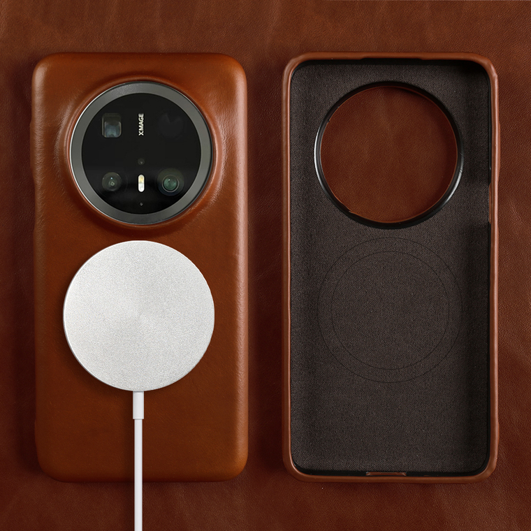 Distressed Oil Wax Leather Minimalist Stand Genuine leather iPhone Case