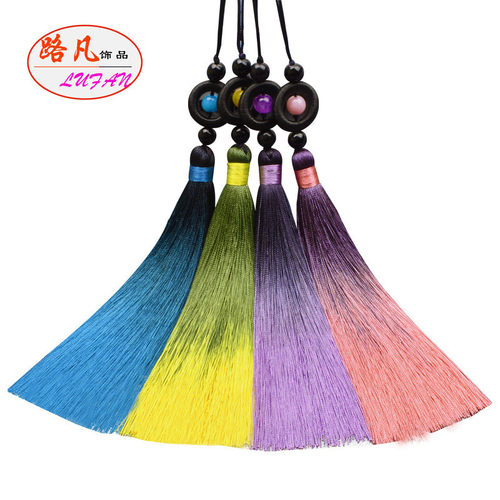 新款转运珠渐变色流苏穗子手机汽车挂件扇坠涤纶纺织辅料服饰配件