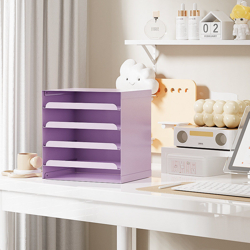 现代简约信盘文件托盘桌面收纳柜铁艺化妆品收纳盒抽拉式收纳架
