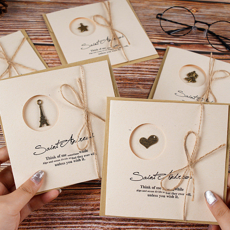 现货贺卡创意复古金属商务感恩生日祝福卡片留言卡情人节