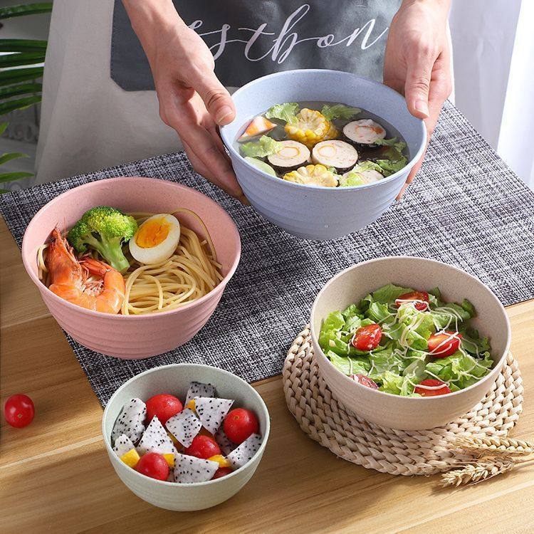 碗小麦秸秆泡面碗家用汤碗塑料碗饭碗学生创意面碗套装商用