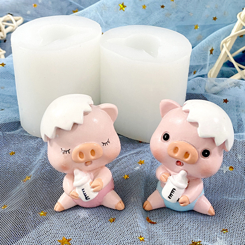 立体网红小猪宝宝捏捏硅胶模具创意滴胶树脂蛋糕摆件巧克力模型