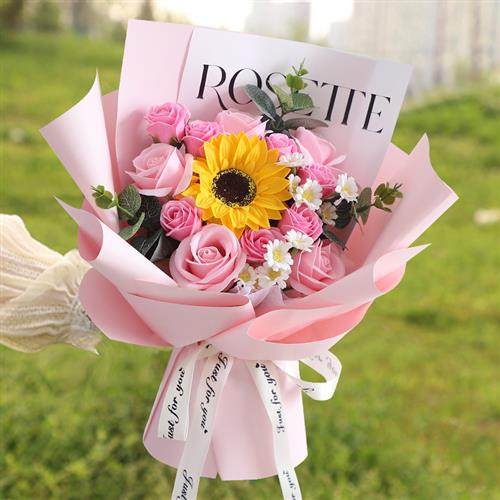 情人节礼物香皂花成品花束玫瑰花仿真向日葵送女友闺蜜永生花花束