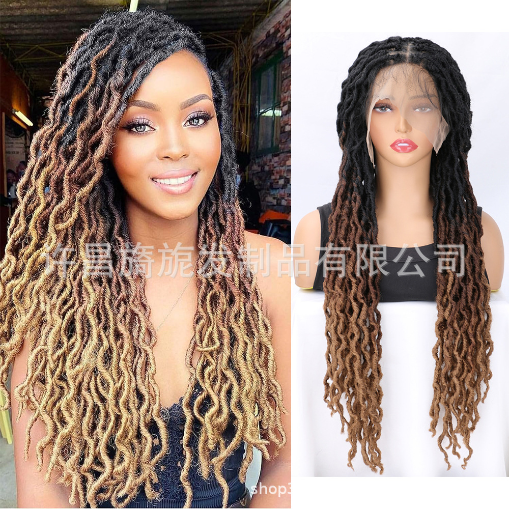 跨境仿全手织全蕾丝化纤假发gypsy locs lace wigs吉普赛头套