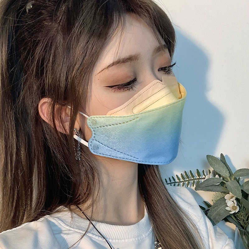 可发香港 白色黑色韩版网红K94小脸女神时尚渐变彩色印花防护罩