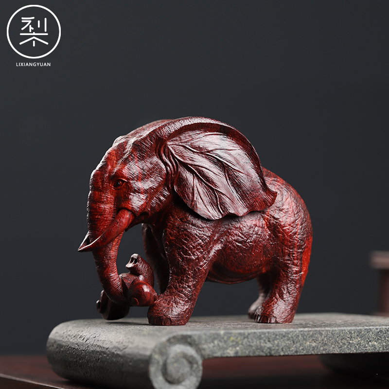 梨香院 大象摆件 印度小叶紫檀木雕工艺品手工雕刻小件复古中国风