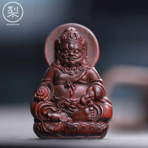 黄财神手把件印度小叶紫檀