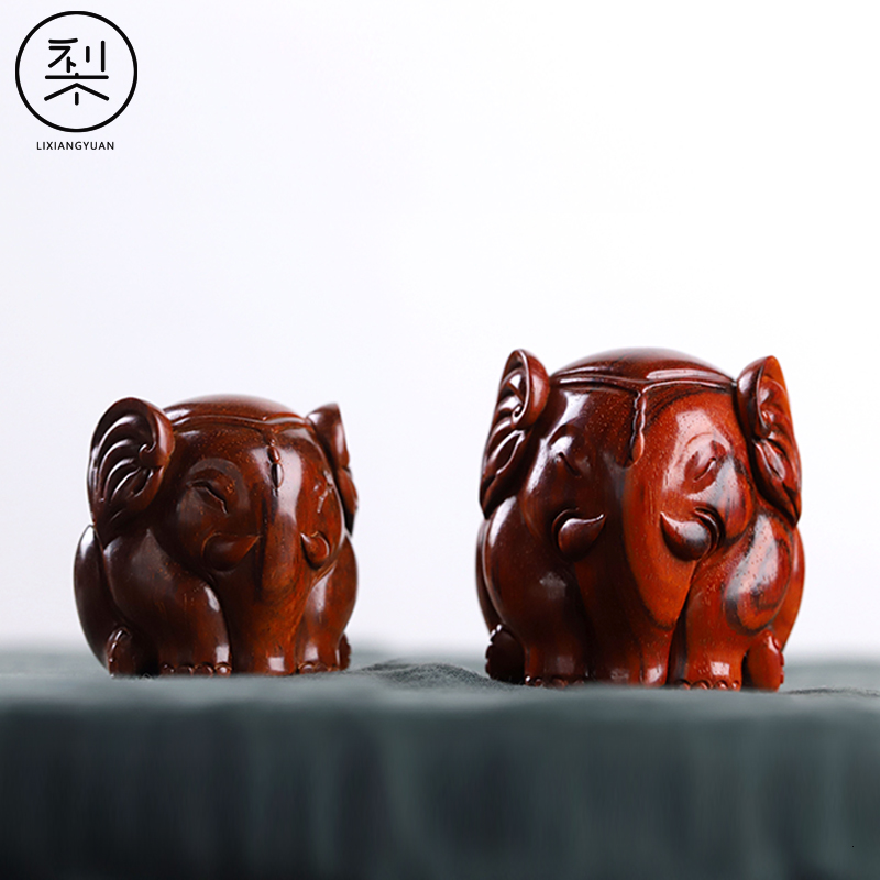 梨香院 大象手把件 印度小叶紫檀木文玩把玩物件手工雕刻手上盘玩