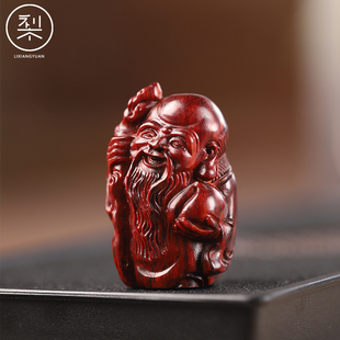 梨香院印度小叶紫檀寿星公手把件小案摆檀香紫檀红木雕刻名木南山