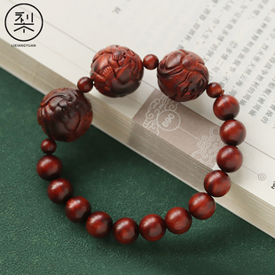 梨香院 三不猴佛珠手串印度小叶紫檀木1.0单圈文玩念珠手链男女款