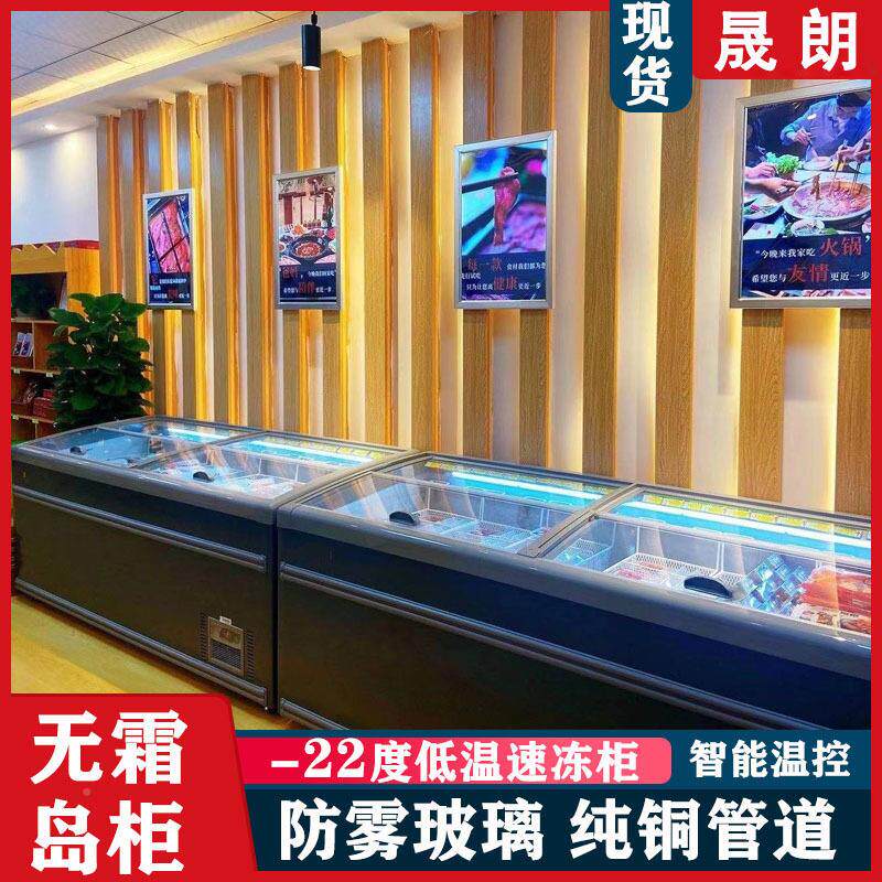 超市冷冰冻柜组岛柜卧式冻大954容量冰柜商用透明玻璃无合霜柜速