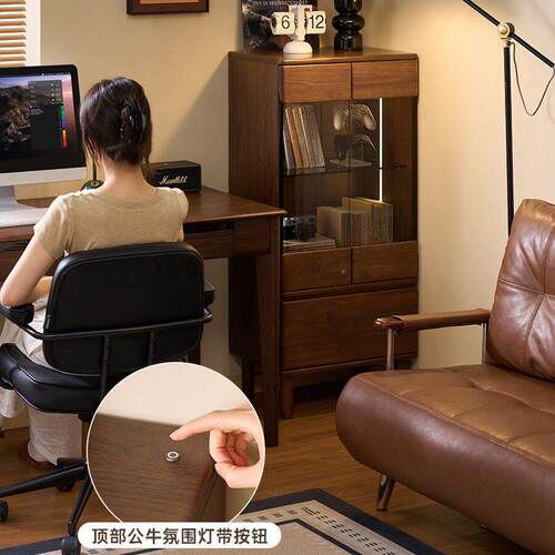 实木客边柜黑胡桃木厅展柜酒柜收764纳柜示型餐边小柜
