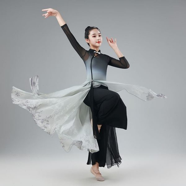 儿童古典舞改良旗袍演出服中国舞女练功服扇子舞蹈表演服飘逸古风