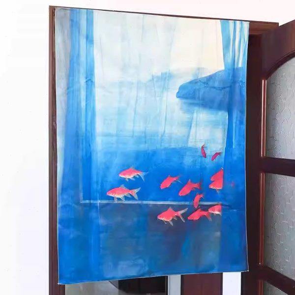 xhs蓝色延伸感挂布 唯美梦幻假窗户窗帘画 卧室房间装饰背景布,居家布艺,挂毯/壁毯,淘宝优惠券,粉丝福利购,淘宝优惠卷