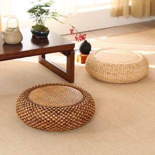 家用草编打坐垫藤编加厚 地上坐垫蒲团圆形茶几纯色坐墩榻榻米日式