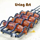 不粘香肠烧烤夹BBQ热狗烧烤网肉肠烧烤夹火腿肠烧烤网夹户外烤夹