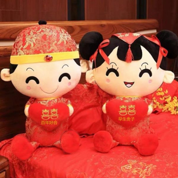 婚庆娃娃情侣抱枕公仔大号压床娃娃一对结婚婚房喜礼物毛绒玩具娃
