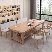 北欧实木双层大书桌长条桌客厅休闲区双人学习桌简约大桌子工作台