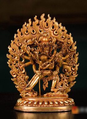 胜乐金刚居家摆件尼泊尔手工铜全鎏金雕花4寸随身室内摆件