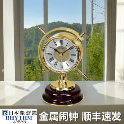 日本丽声金属闹钟家用卧室静音座钟台式时尚工艺时钟现代钟表钟饰