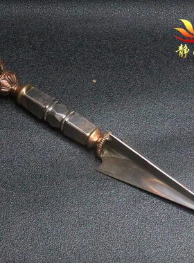 尼泊尔手工五股杵金铜刚橛纯铁金刚杵铁西藏古代铜雕居家摆件藏饰