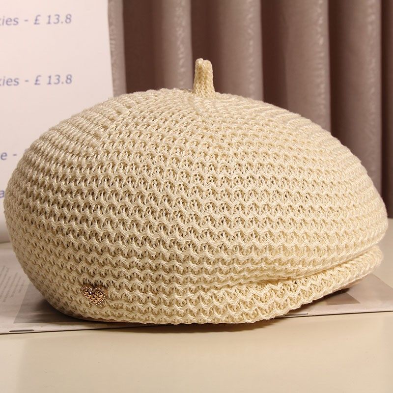 春夏新款定型贝雷帽子女压褶设计薄款透气百搭显脸小蓓蕾画家帽潮